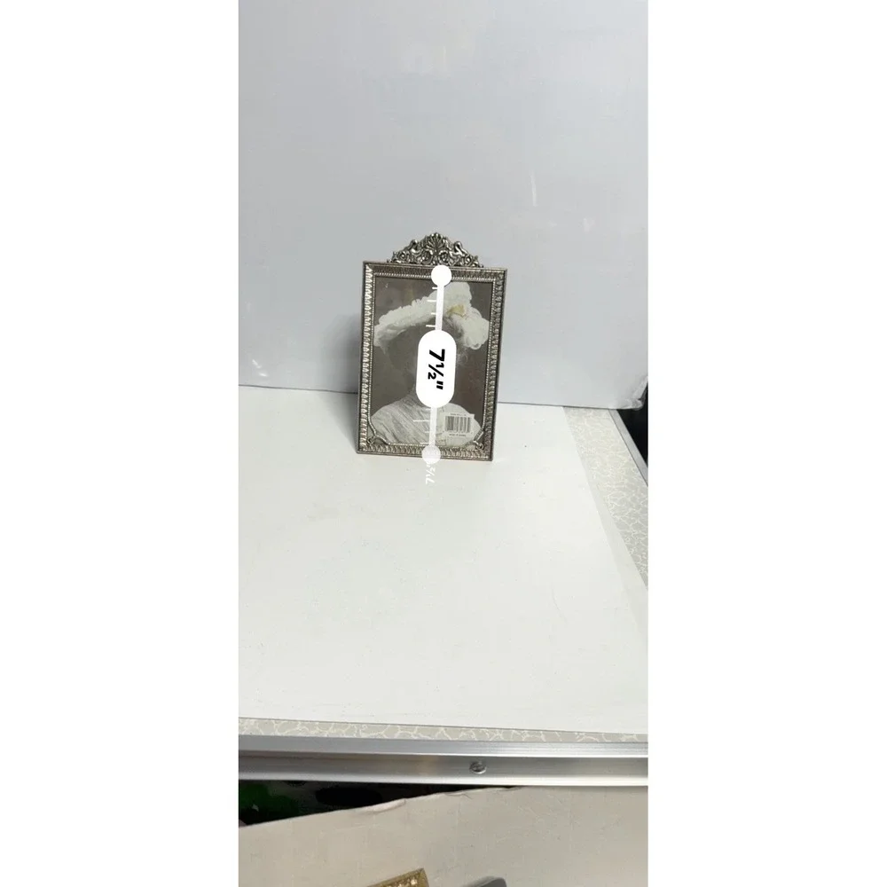 Vintage Pewter Photo Frame Ornate Scrolls Art Nouveau Frame 7.5